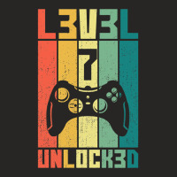 Level 7 Unlocked Vintage Gamer 7th Birthday Gift Ladies Fitted T-shirt | Artistshot