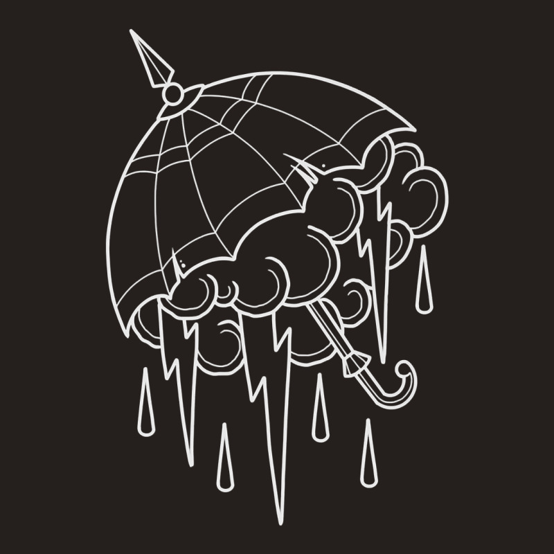 Neo Traditional Umbrella With Thunderstorm Outline Tattoo Premium T Sh Tank Top by cm-arts | Artistshot