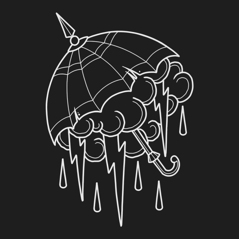 Neo Traditional Umbrella With Thunderstorm Outline Tattoo Premium T Sh Classic T-shirt by cm-arts | Artistshot