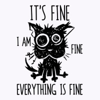 It's Fine I'm Fine Everything Is Fine Stressed Out Black Cat Long Slee Tank Top | Artistshot