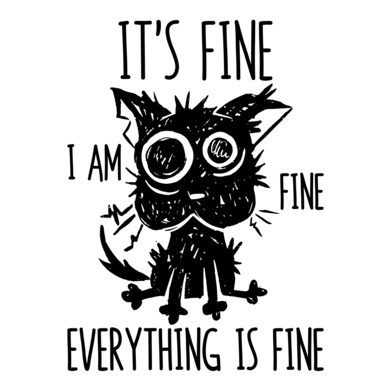 It's Fine I'm Fine Everything Is Fine Stressed Out Black Cat Long Slee Zipper Hoodie by cm-arts | Artistshot