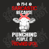 Cows I'm Sacastic Because Punching People Is Frowed Upon Ladies Fitted T-shirt | Artistshot