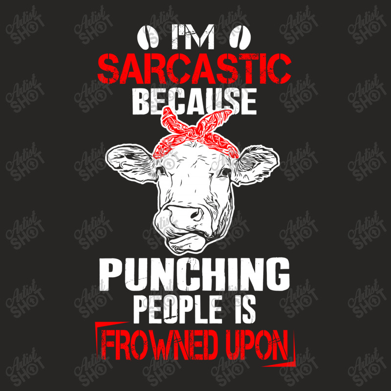 Cows I'm Sacastic Because Punching People Is Frowed Upon Ladies Fitted T-Shirt by hoainv | Artistshot