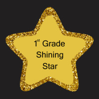 Shining Golden Star Glittery Round Corners First Grade T-shirt | Artistshot