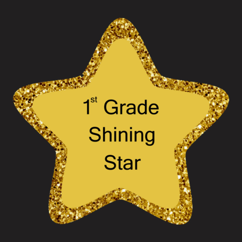 Shining Golden Star Glittery Round Corners First Grade T-shirt | Artistshot