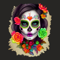 Zombie In Graveyard   Day Of The Dead Sugar Skull Calavera Catrina   P Ladies Fitted T-shirt | Artistshot