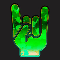 Rock Hand Gesture Space Green Rock N Roll Salute T-shirt | Artistshot