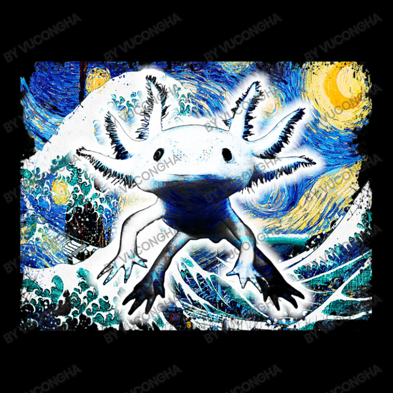 Axolotl And Starry Night Great Wave Van Gogh Art Painting Long Sleeve Baby Bodysuit by vucongha | Artistshot