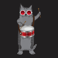 Cool Cat Playing The Snare Drum Hippy Percussionist Kitty T-shirt | Artistshot