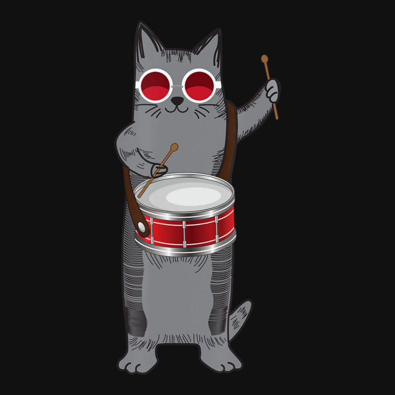 Cool Cat Playing The Snare Drum Hippy Percussionist Kitty Metal Print Horizontal | Artistshot