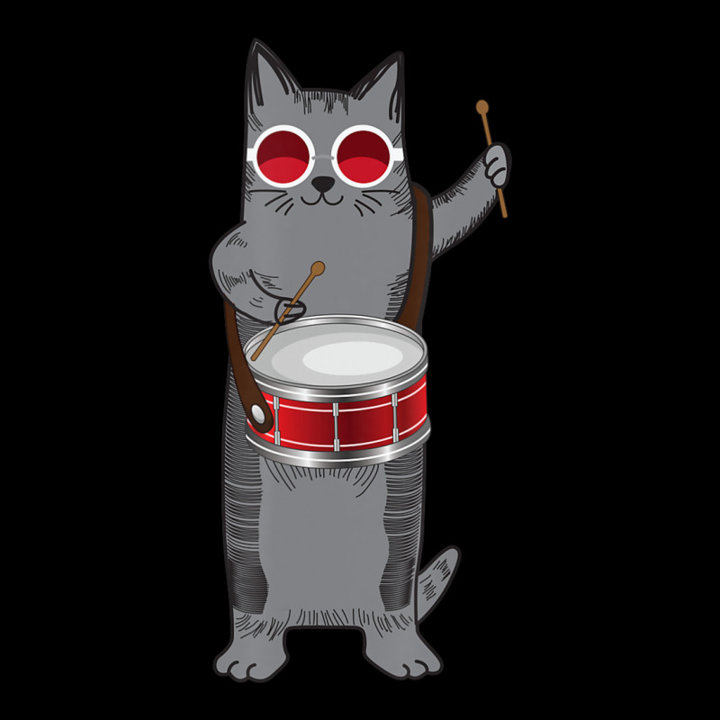 Cool Cat Playing The Snare Drum Hippy Percussionist Kitty Long Sleeve Shirts | Artistshot