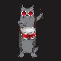 Cool Cat Playing The Snare Drum Hippy Percussionist Kitty Waist Apron | Artistshot