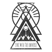 Sync With The Universe - Typography And Geometry Sticker | Artistshot