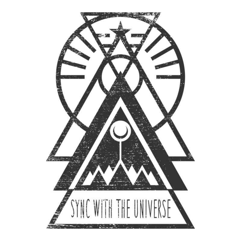 Sync With The Universe - Typography And Geometry Sticker | Artistshot