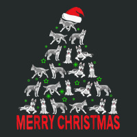 Merry Christmas Tree Siberian Husky T Shirt Women's Triblend Scoop T-shirt | Artistshot