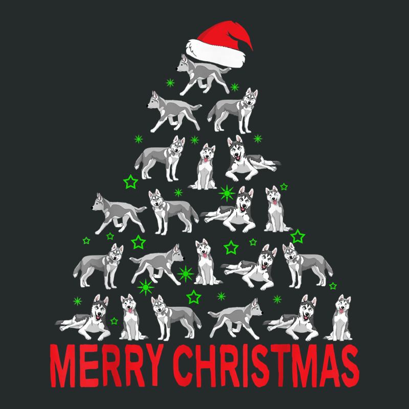 Merry Christmas Tree Siberian Husky T Shirt Women's Triblend Scoop T-shirt by hudizhowav | Artistshot