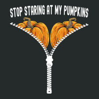 Funny Halloween Stop Staring At My Pumpkins Happy Halloween Women's Triblend Scoop T-shirt | Artistshot