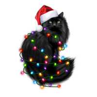 Santa Black Cat Tangled Up In Christmas Tree Lights Holiday Long Sleev Youth Tee | Artistshot