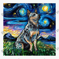 Blue Heeler Starry Night Australian Cattle Dog Art By Aja Ladies Fitted T-shirt | Artistshot