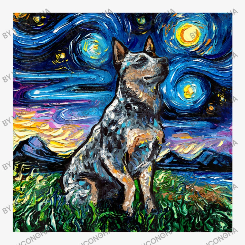 Blue Heeler Starry Night Australian Cattle Dog Art By Aja Ladies Fitted T-Shirt by vucongha | Artistshot