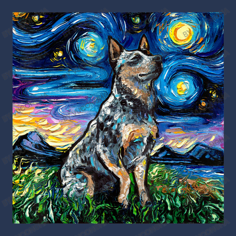 Blue Heeler Starry Night Australian Cattle Dog Art By Aja Ladies Denim Jacket by vucongha | Artistshot