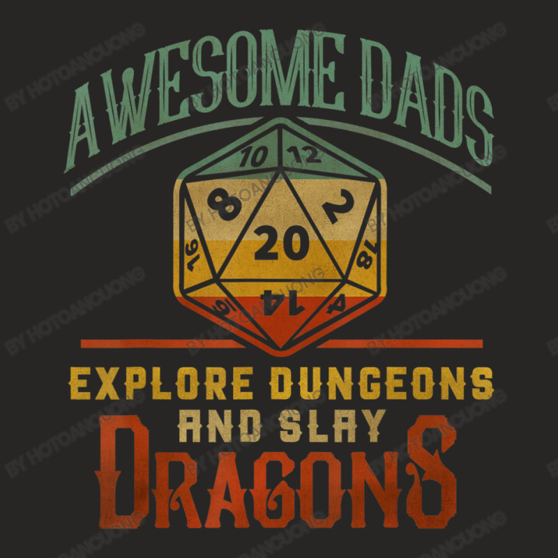 Awesome Dads Explore Dungeons And Slay Dragons Gamer Daddy Ladies Fitted T-Shirt by hotoancuong | Artistshot