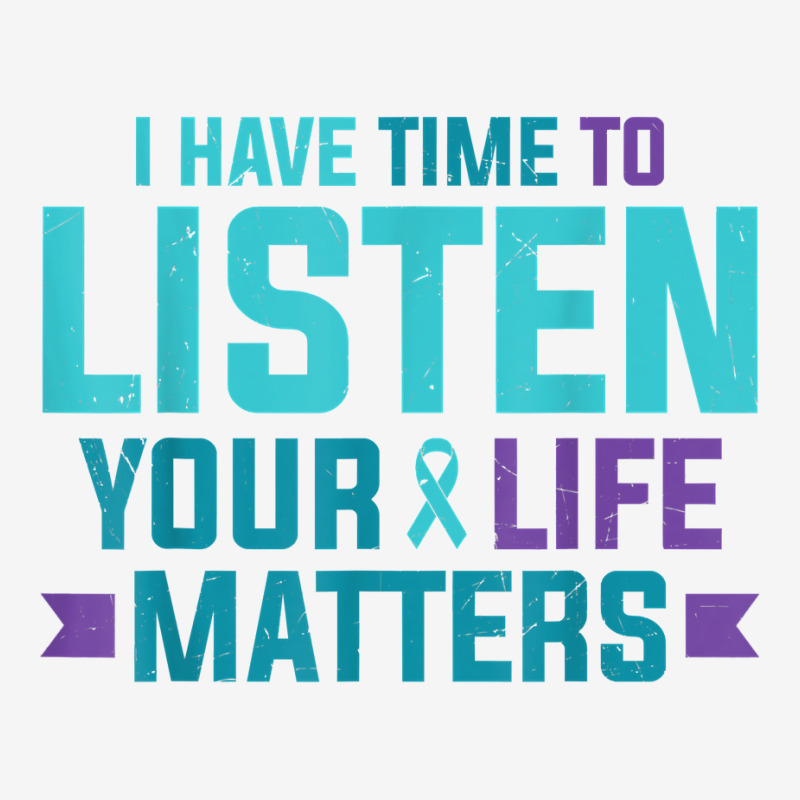 Purple Teal Ribbon I Have Time To Listen Your Life Matters T Shirt Adjustable Cap by cm-arts | Artistshot