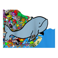 Blue Whale, Marine Sea Animal, Ocean Life, Surf, Art Work Raglan Baseb Sticker | Artistshot