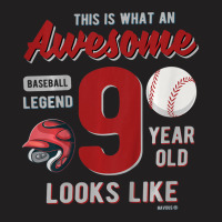 Kids 9th Birthday Awesome 9 Year Old Baseball Legend T-shirt | Artistshot