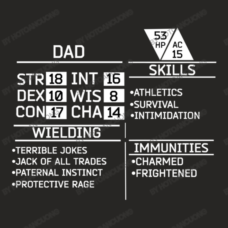 Dad Stats Dungeons Gamer D20 Tabletop Dragons Nerdy Ladies Fitted T-Shirt by hotoancuong | Artistshot