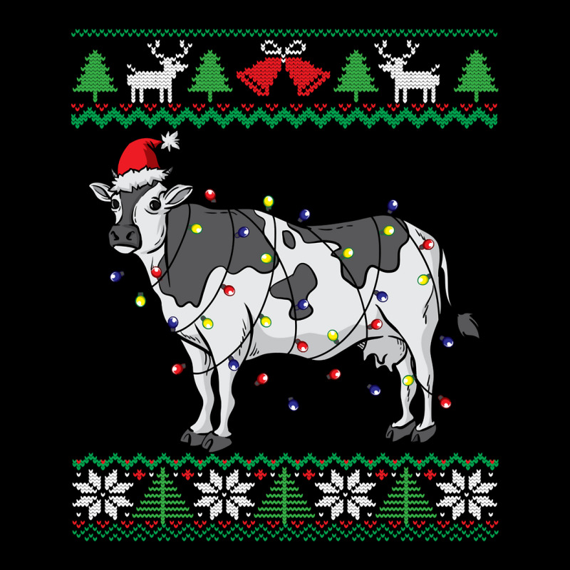 Cow Santa Claus & Lights Funny Dairy Farmer Ugly Christmas Sweatshirt Adjustable Cap | Artistshot