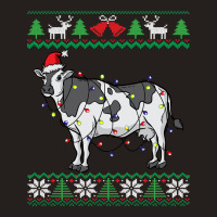 Cow Santa Claus & Lights Funny Dairy Farmer Ugly Christmas Sweatshirt Tank Top | Artistshot