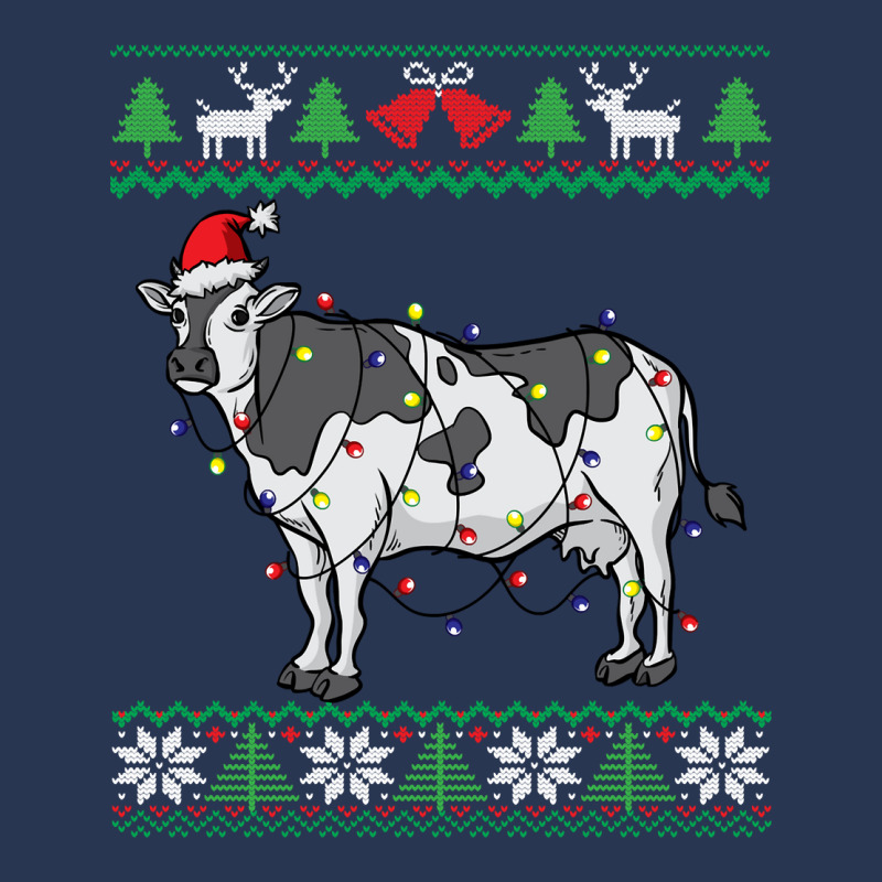 Cow Santa Claus & Lights Funny Dairy Farmer Ugly Christmas Sweatshirt Men Denim Jacket | Artistshot