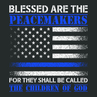 Blessed Are The Peacemakers   Blue Line Police Bible Verse Pullover Ho Women's Triblend Scoop T-shirt | Artistshot