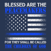 Blessed Are The Peacemakers   Blue Line Police Bible Verse Pullover Ho Ladies Denim Jacket | Artistshot