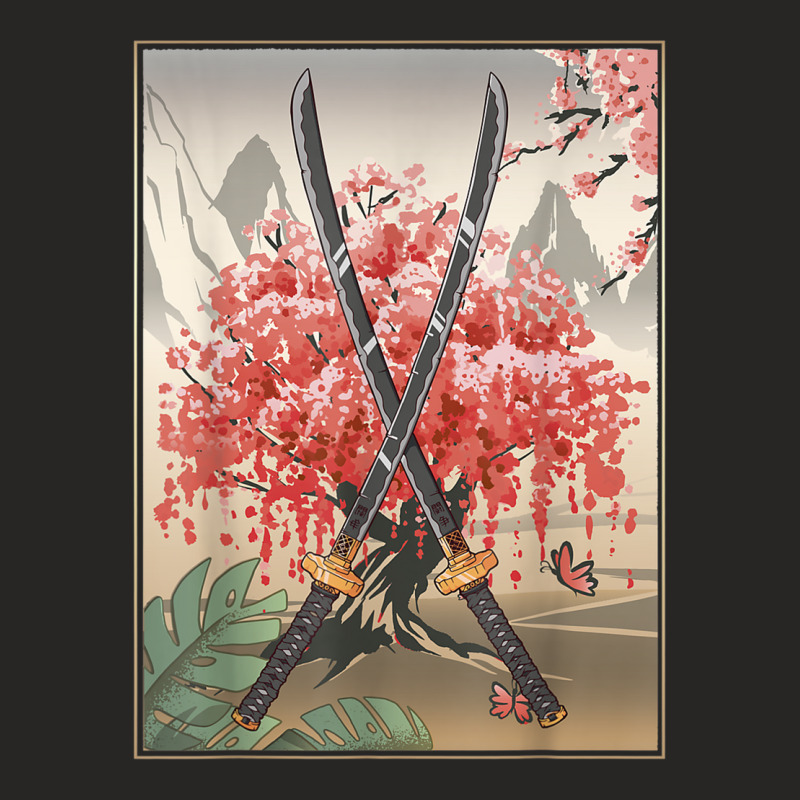 Ancient Japanese Culture Sakura Cherry Blossom Katana Sword T Shirt Ladies Fitted T-Shirt by cm-arts | Artistshot