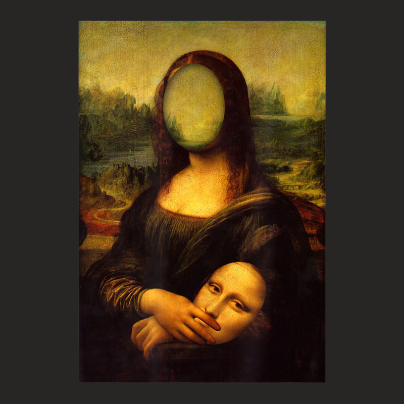 Sarcasm Oil Painting Mona Lisa Face Off Her Face Mask Ladies Fitted T-Shirt by Adcock Salmon | Artistshot