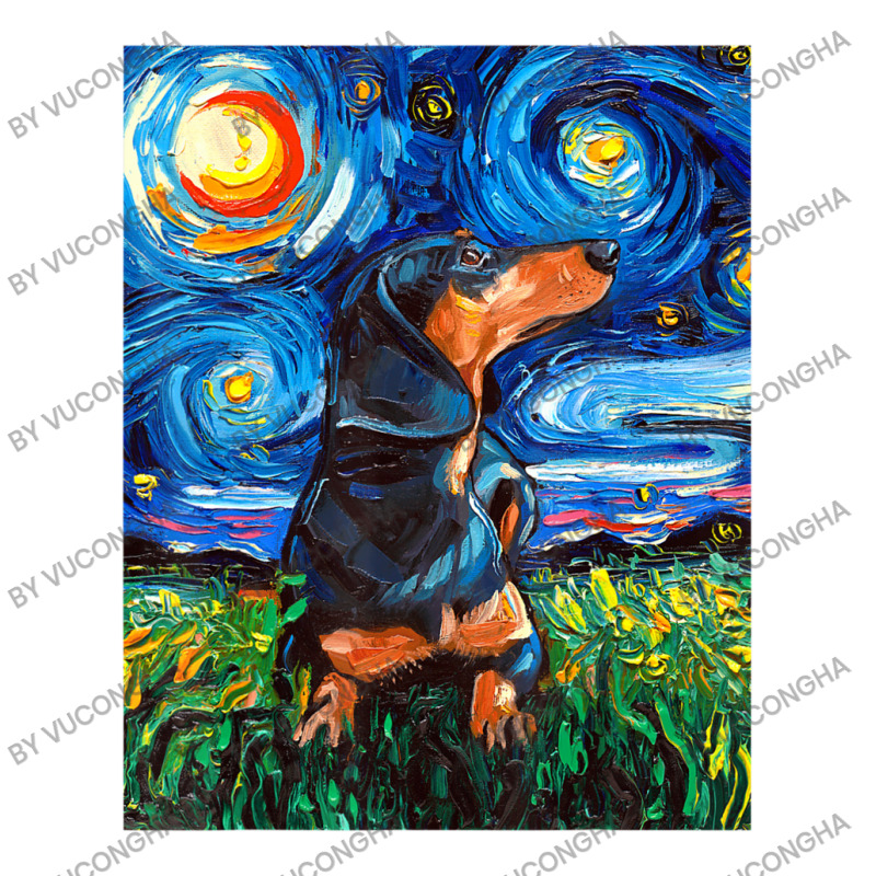 Black And Tan Dachshund Doxie Starry Night Dog Art By Aja Youth Zipper Hoodie by vucongha | Artistshot