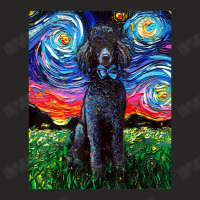 Black Standard Poodle Starry Night Dog Art By Aja Ladies Fitted T-shirt | Artistshot