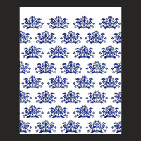 Blue Eastern Europe Onion Pattern, Batik Flower Pattern Graphic Ladies Fitted T-shirt | Artistshot