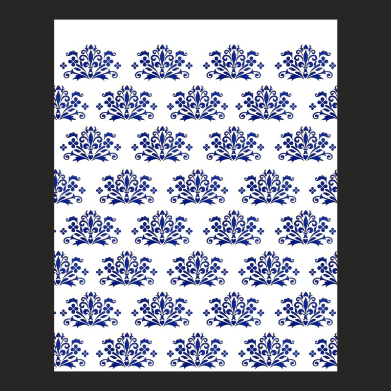 Blue Eastern Europe Onion Pattern, Batik Flower Pattern Graphic Ladies Fitted T-shirt | Artistshot