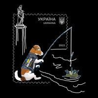 Ukrposhta New Postage Stamp Patron Dog With A Fishing Rod Pullover Hoo Adjustable Cap | Artistshot