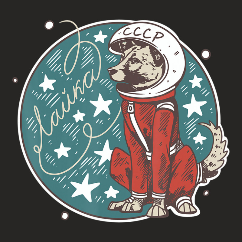 Laika Dog Sputnik Space Space Ussr Ladies Fitted T-Shirt by Konlasa6638 | Artistshot