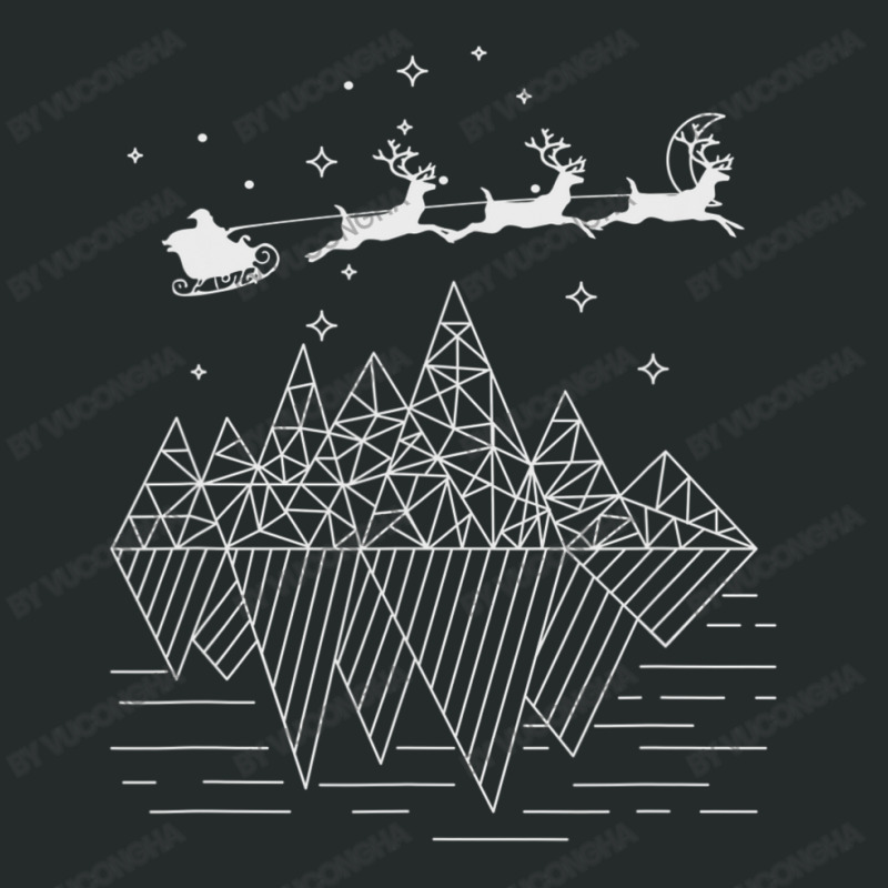 Geometric Pattern Starry Moonlit Night Santa & Reindeer Women's Triblend Scoop T-shirt by vucongha | Artistshot