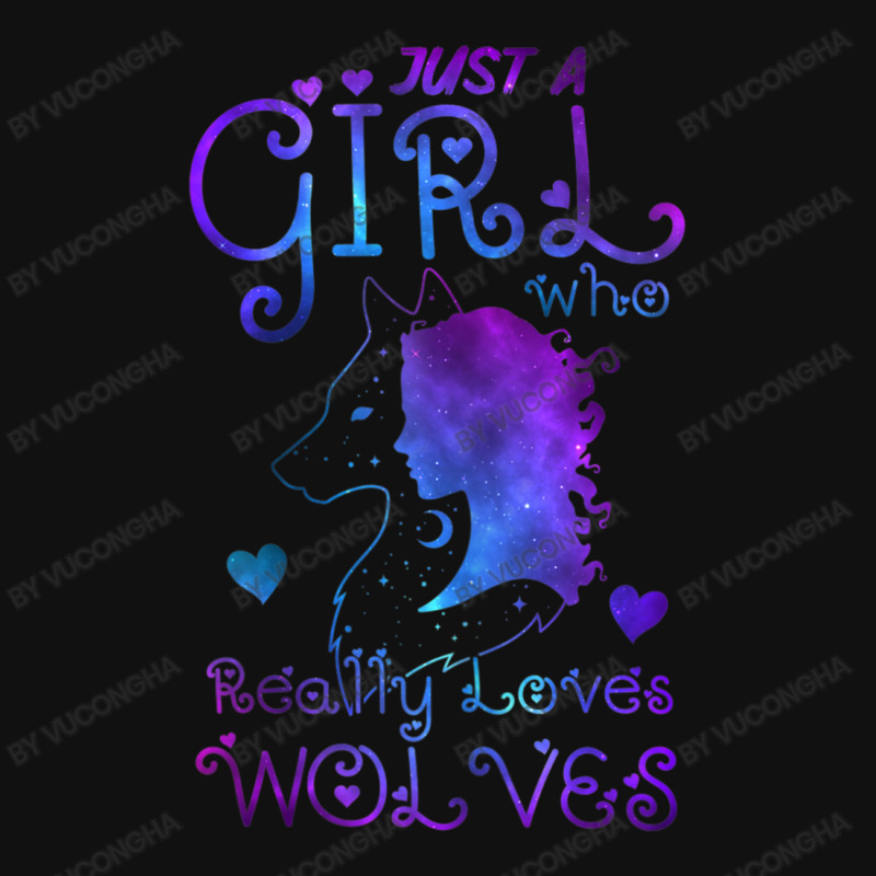 Girl Really Loves Wolves With Starry Night For Animal Lovers Metal ...