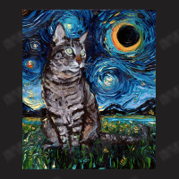 Gray Tabby Tiger Cat Starry Night Moon And Stars Art By Aja T-shirt | Artistshot