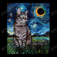 Gray Tabby Tiger Cat Starry Night Moon And Stars Art By Aja V-neck Tee | Artistshot