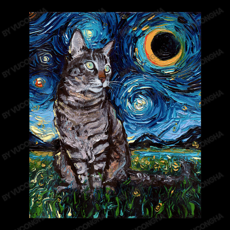 Gray Tabby Tiger Cat Starry Night Moon And Stars Art By Aja V-Neck Tee by vucongha | Artistshot