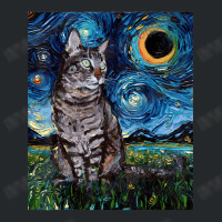 Gray Tabby Tiger Cat Starry Night Moon And Stars Art By Aja Crewneck Sweatshirt | Artistshot