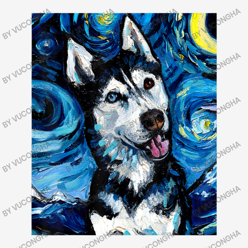 Happy Siberian Husky Portrait Starry Night Dog Art By Aja Adjustable Cap by vucongha | Artistshot